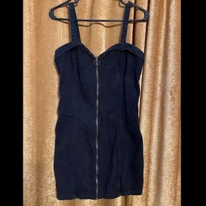 Black jean sexy zip up mini dress